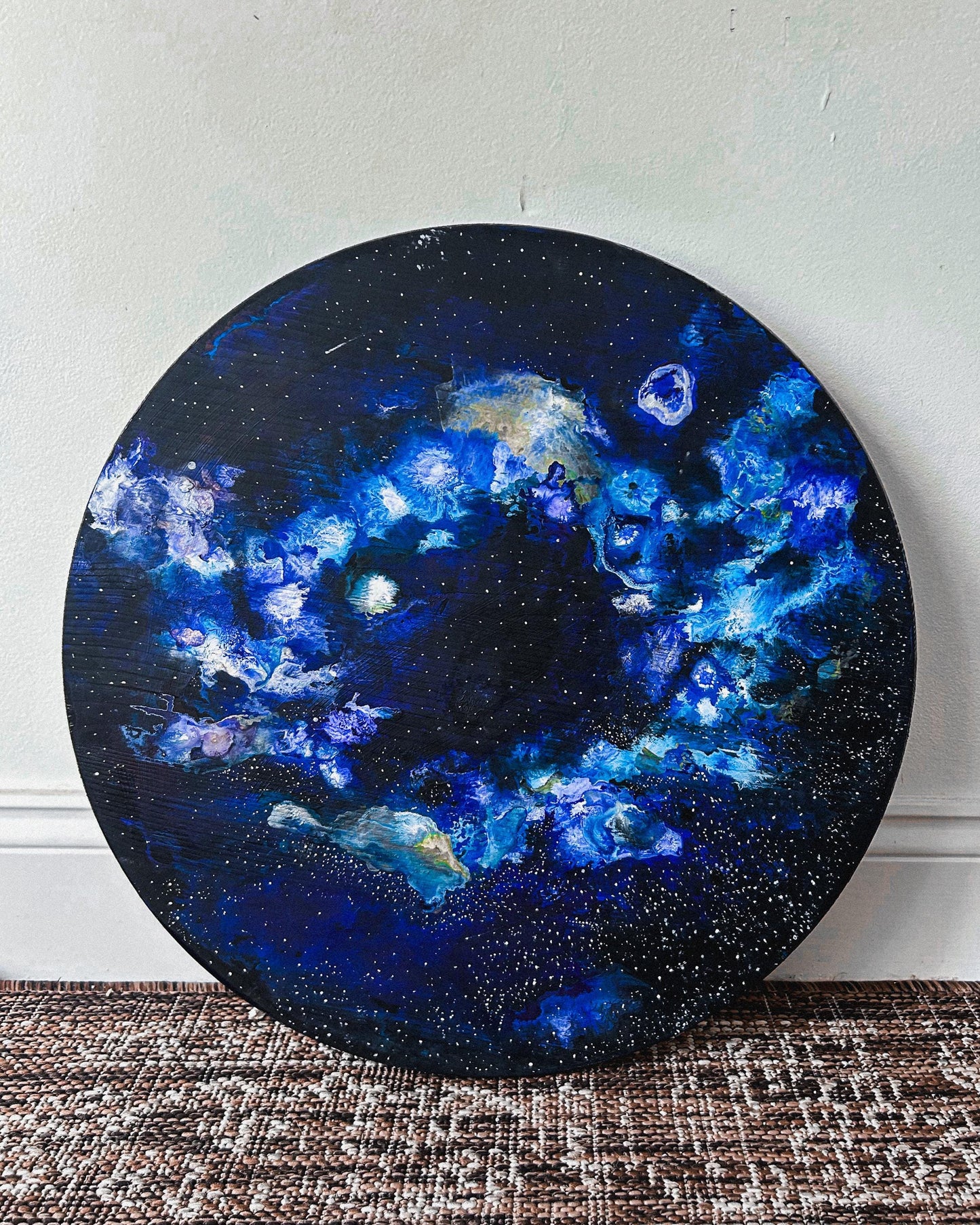 18” Galaxy Painting | inspired by deep space, nebulae, and the cosmos | ink + acrylic on wood panel.