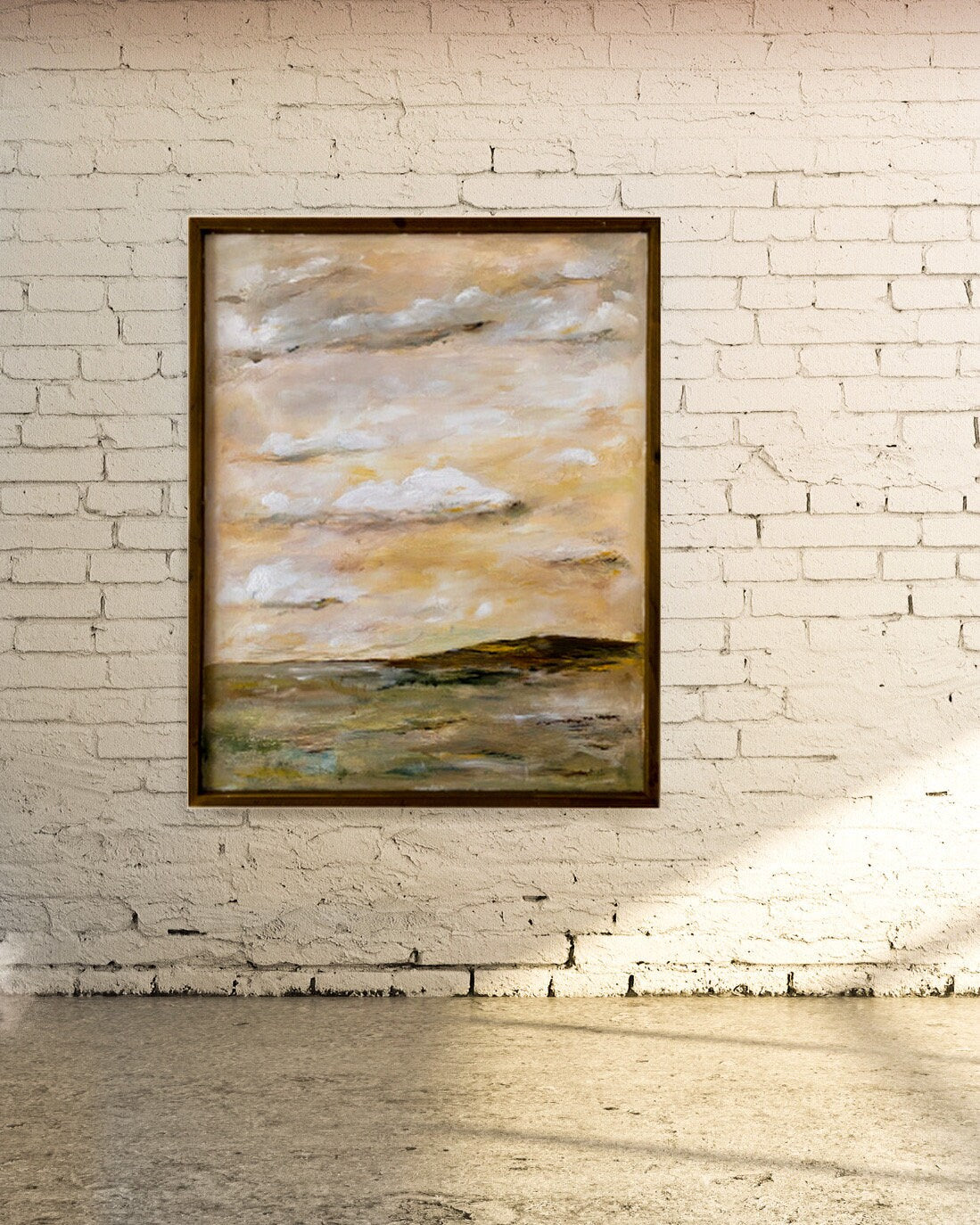 Grace. Warm Abstract Landscape Painting. Acrylic on Wood Panel. Brown and Yellow Wall Art.