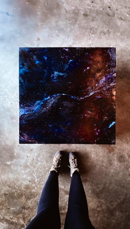 Large Galaxy Wall Art | 48” Abstract Space Painting on Wood Panel | Modern Starry Night Artwork | Cosmic Wall Décor for Home or Office