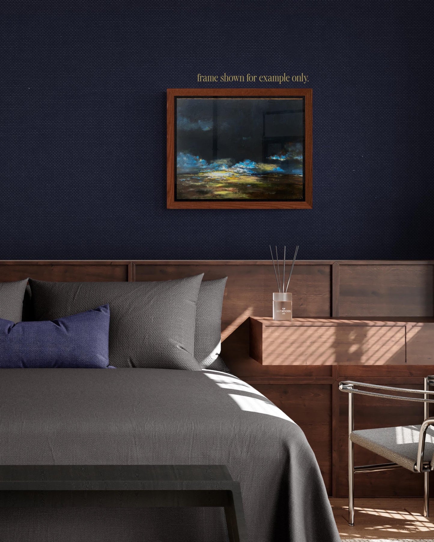 Stormy Horizon: Original Abstract Landscape Painting - Moody Sky and Golden Plains Wall Art