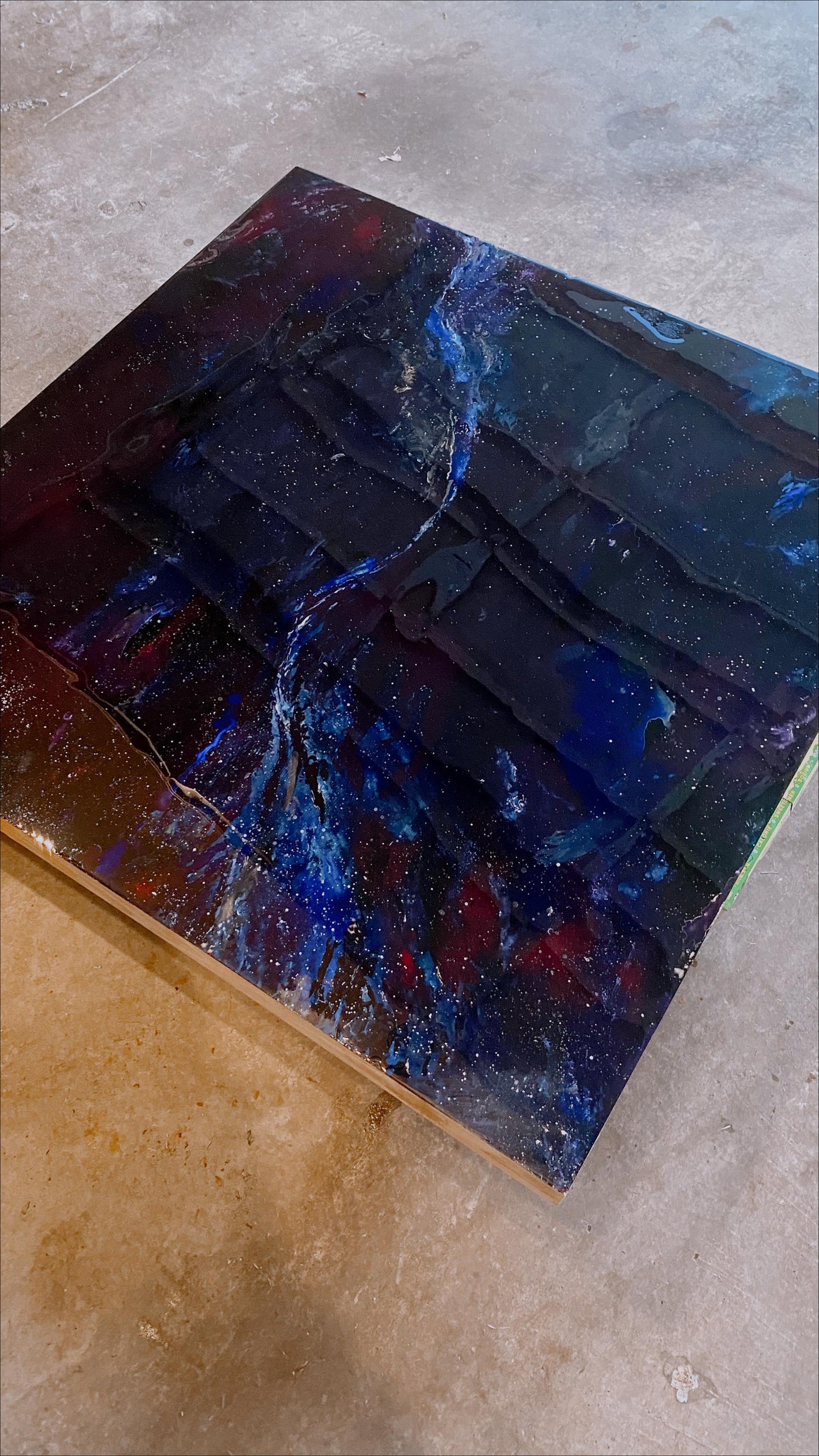 Large Galaxy Wall Art | 48” Abstract Space Painting on Wood Panel | Modern Starry Night Artwork | Cosmic Wall Décor for Home or Office
