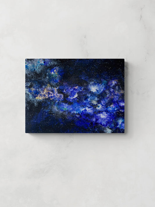 Wood Panel Galaxy Painting | inspired by deep space, nebulae, and the cosmos | ink + acrylic.