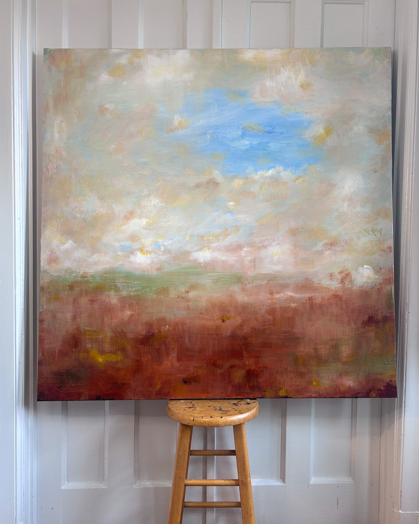 Solara. Abstract Landscape Painting. Warm Colored Art for the Home. Southwestern inspired art. Africa inspired art. Rio Grande Palette.