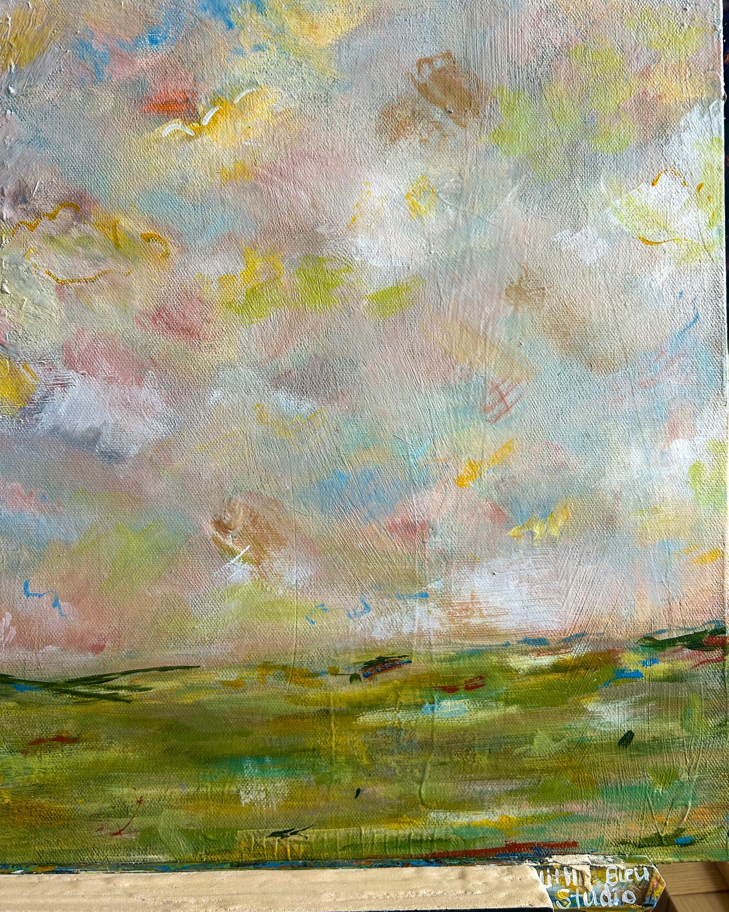 Abstract Landscape Painting, Serene Pastel Cloudscape Art, Original Impressionist Sky Artwork, Wall Decor for Home, Living Room, or Office