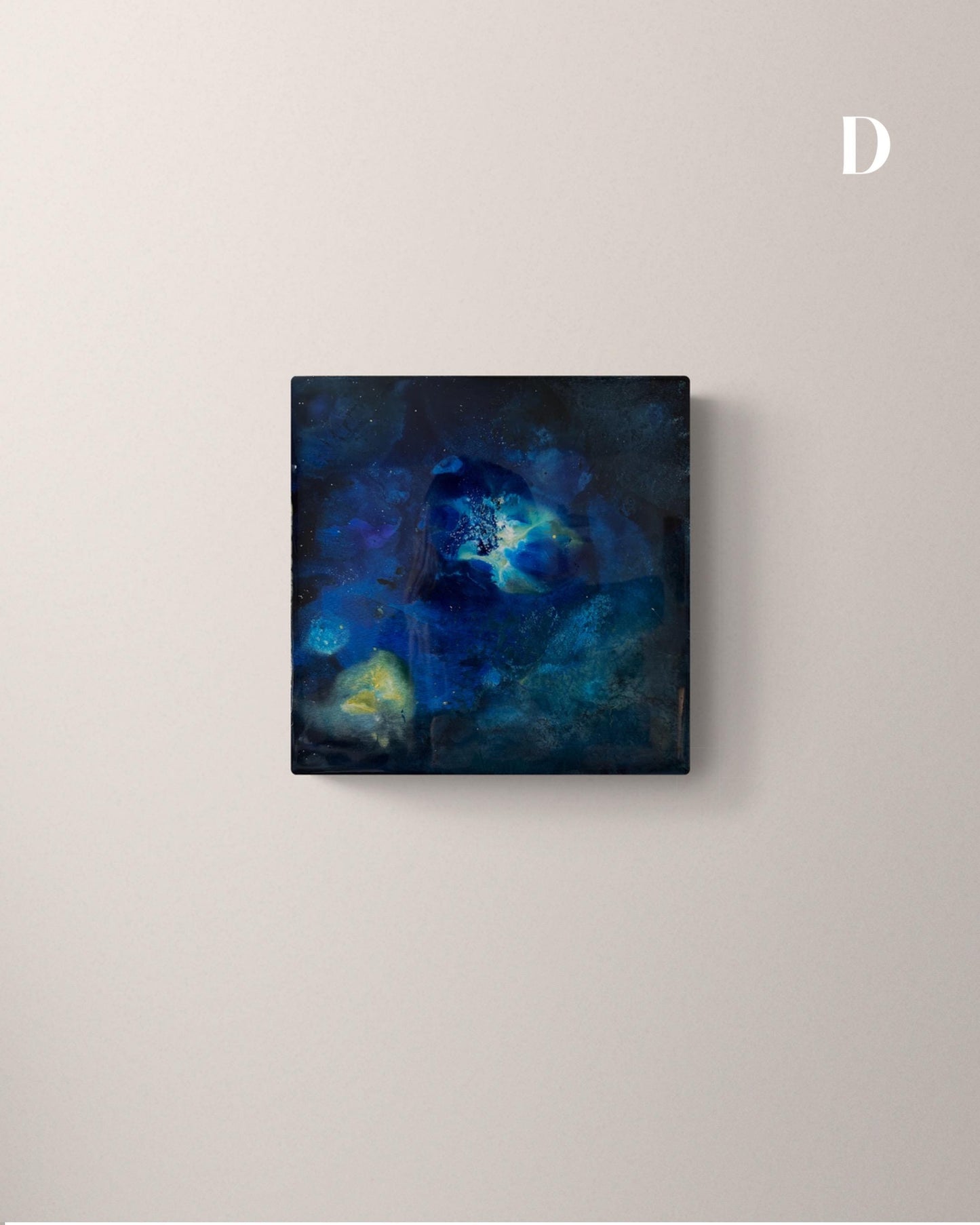 Galaxy Art Set of 6 – Small Abstract Space Paintings on Wood Panel with Resin Finish – Cosmic Ink Wall Art for Modern Home or Office